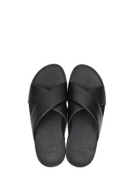 Lulu Leather Cross Slides